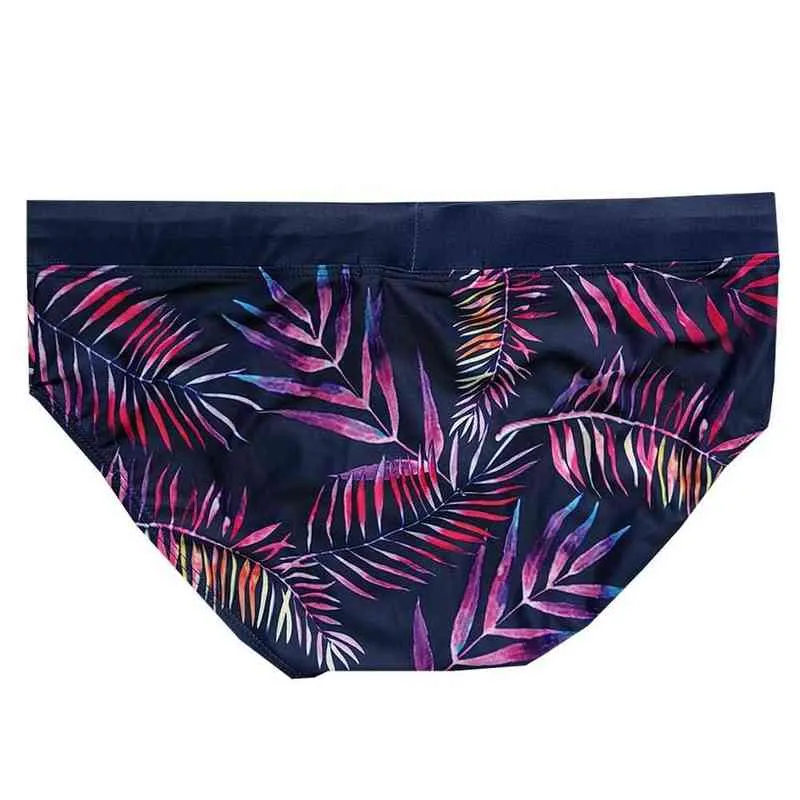 Męskie stroje kąpielowe seksowne mężczyzn liści drukowane trójkątne szorty pływackie a KS Beach Briefs Squingar Surfing Men Men Seaside Surfing For Man J220913