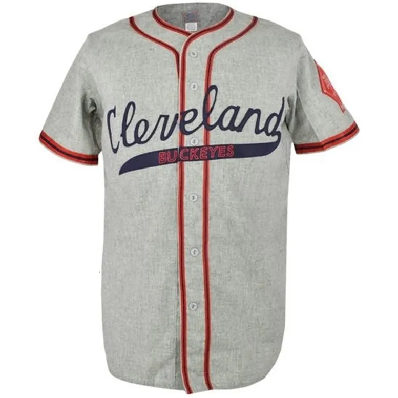GlaMitNess Cleveland Buckeyes 1946 Road Jersey 100% bordado cosido s Jerseys de béisbol vintage Personalizado Cualquier nombre Cualquier número