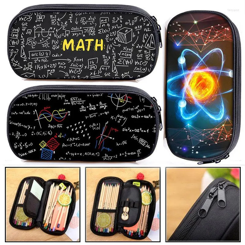 Kosmetiska väskor geometri matematisk olympiad väska kvinnor blyertsfodral tonåringar vetenskap experiment barnskolan leveranser penna