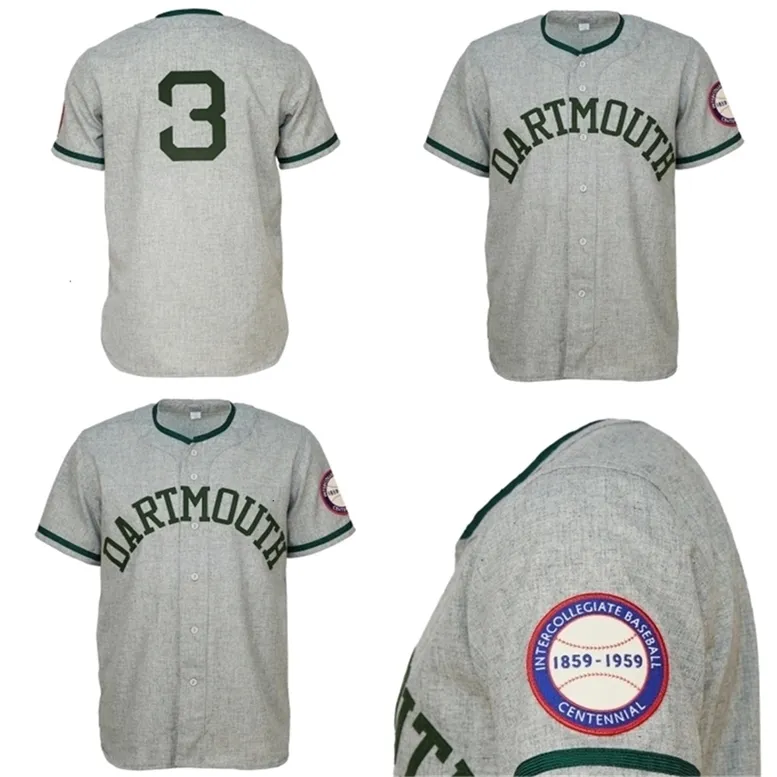 Glamitness Dartmouth Big Green 1959 Road Jersey Homem Mulheres Mulheres Juves de beisebol Jerseys qualquer nome e n￺mero