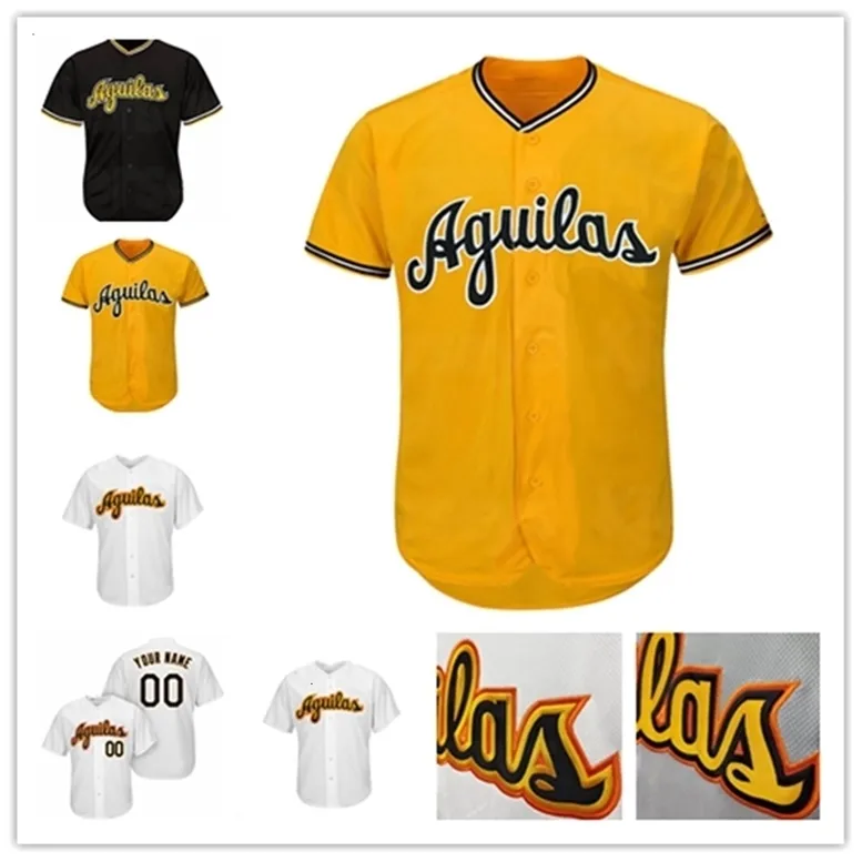 GlaMit Aguilas CIBAENAS équipe dominicaine maillot de baseball personnalisé cousu nom numéro noir jaune gris blanc