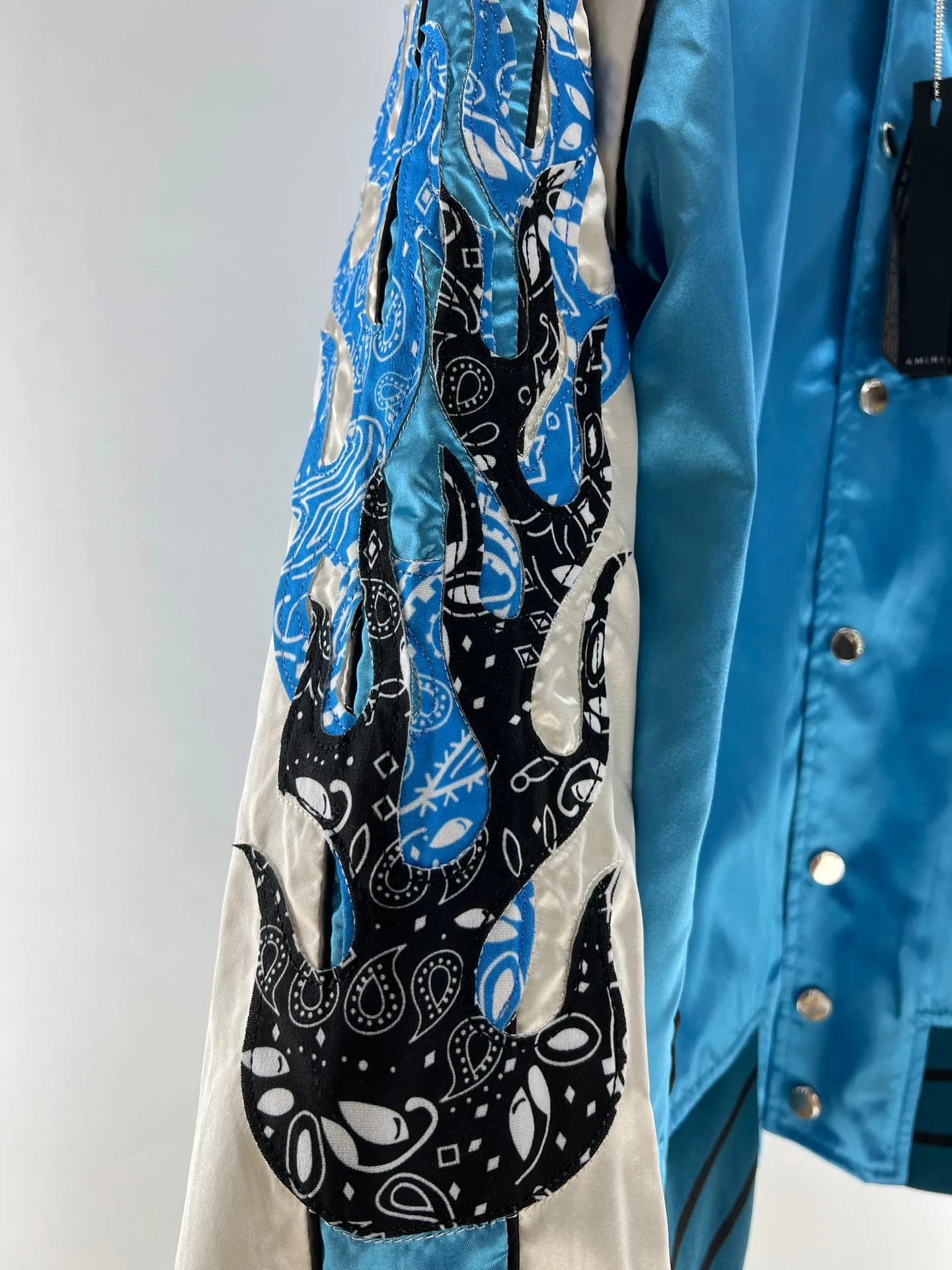 Men s Denim Baseball Jacket with Blue Flame Embroidery Casual Hip Hop Streetwear