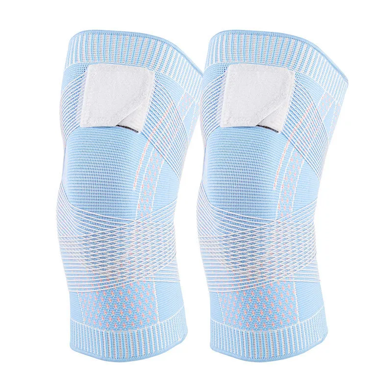 Strap compression sports Knee Brace Support knitted breathable non-slip basketball knee pads sleeve fitness running anti-fall protective gear