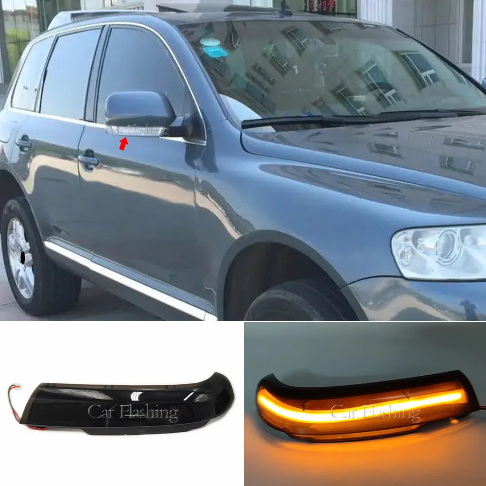 2PCS Dynamiczny mrugnięcie dla VW Touareg 7L 2002 2003 2004 2005 2006 Wskaźnik lustra prefacelift Wskaźnik skrętu LED Sygnał zakrętu LED