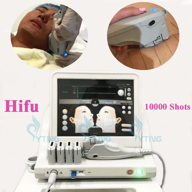 Hifu Skining Machine Machine SPA معدات التجميل مع 5 خراطيش عالية الكثافة تركز على الموجات فوق الصوتية المضادة للشيخوخة للوجه والجسم