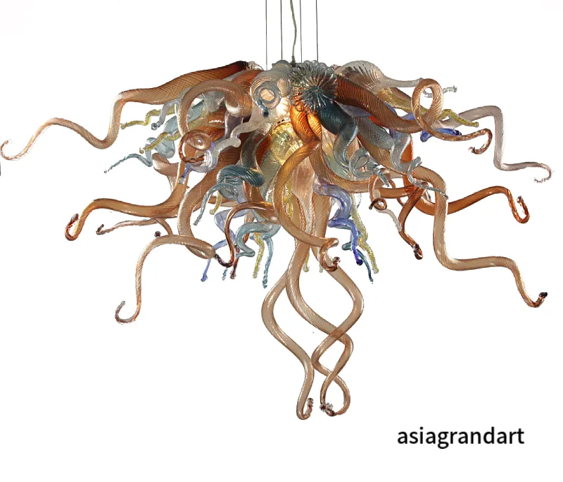 Nordic ontworpen hanglampen Handgemaakt geblazen Murano -stijl Glass Mini Chihuly Glass Custom Made Led Led Led Hanging Chain Home Home Kroonluchter Licht LR1251