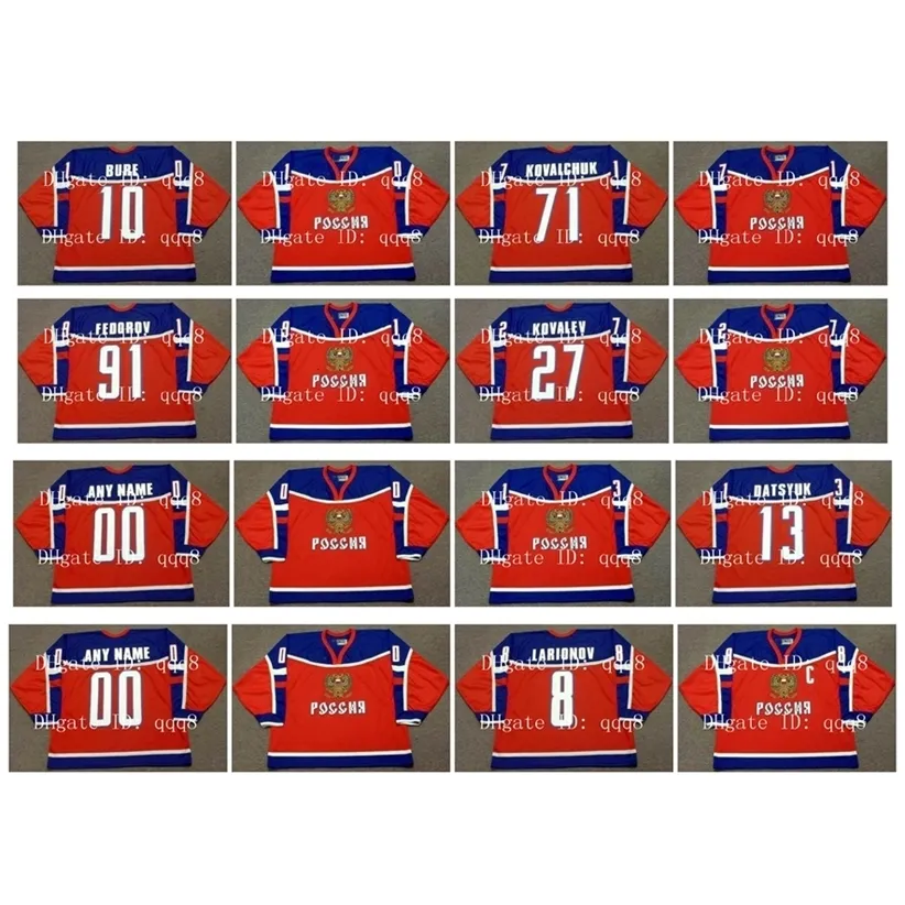 GLA 2002 2004 Equipe Russia Jerseys 10 Pavel Bure 71 Ilya Kovalchuk 91 Sergei Fedorov 27 Alex Kovalev 13 Pavel Datsyuk 8 Larionov Red Hockey