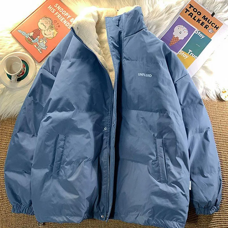 Parkas de plumón para hombre, chaqueta gruesa de pan cálida para invierno, estilo de Hong Kong, cuello alto holgado y bonito, acolchado que combina con todo