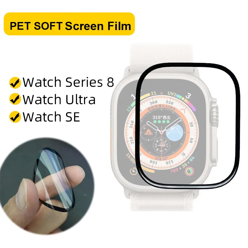 Pet Soft Soft Screen Screen Protector Film for Apple Watch Ultra 8 SE 7 45mm 41mm لم يكن الزجاج غير المقرار Iwatch 6 5 4 3 2 1 42 38mm HD Films