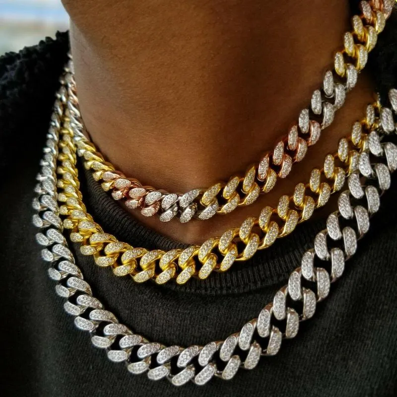 Necklace Earrings Set 12mm Cz Cuban Link Chain Bracelet High Quality Heavy Hip Hop Rock Men Boy Jewelry Gold Silver Color