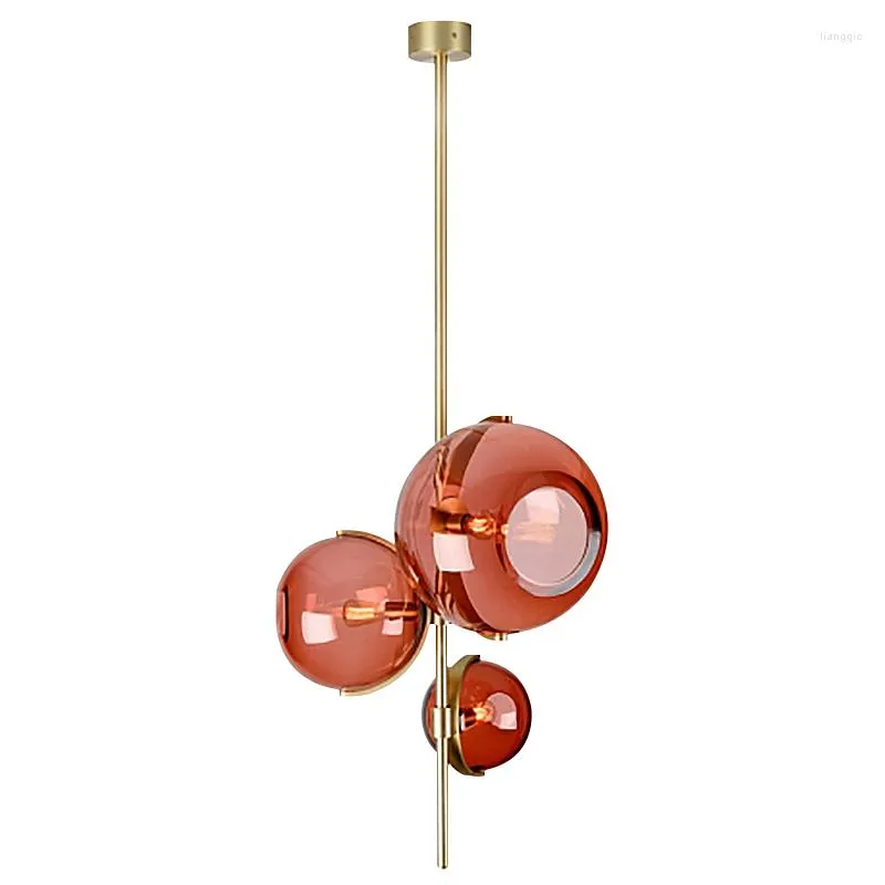 Lâmpadas pendentes modernas luzes de vidro LED Art Creative Lâmpada vermelha Sala de estar de jantar de cozinha de cozinha suspensa de decoração