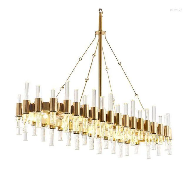 Chandeliers LED Modern Gold Crystal Clear Designer Oval Round Chandelier Lighting Lustre Suspension Luminaire Lampen For Dinning Room