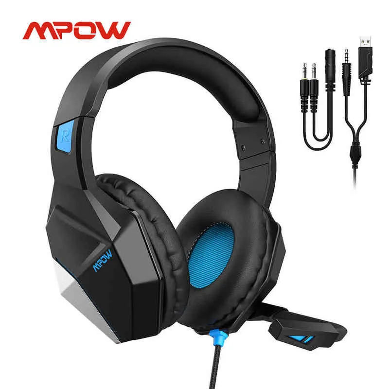 Headsets Mpow EG10 Wired Gaming Headset PC Gaming Headphones with Noise Cancelling Mic Surround Sounds for PS4 Xbox One Controller Switch T220916