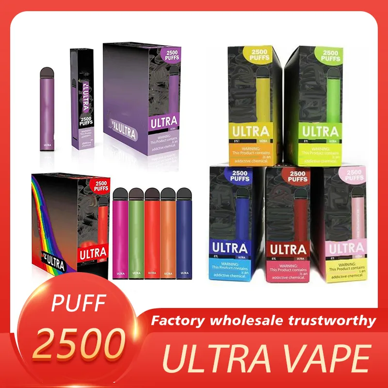 Ultra 2500 Puffs Disposable Cigarette Vape Device 850mAh Batterie 8 ml Kit de démarrage de cartouche Vs Infinity Fumed Fast Ship