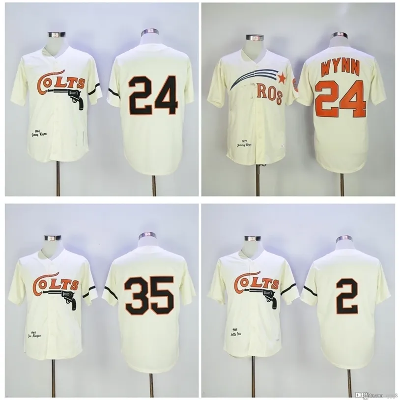 GlaVintage 1964 Houston Colt .45's Maglie 24 JIMMY WYNN 2 NELLIE FOX 36 CLAUDE RAYMOND 35 JOE MORGAN Cream Retro Baseball