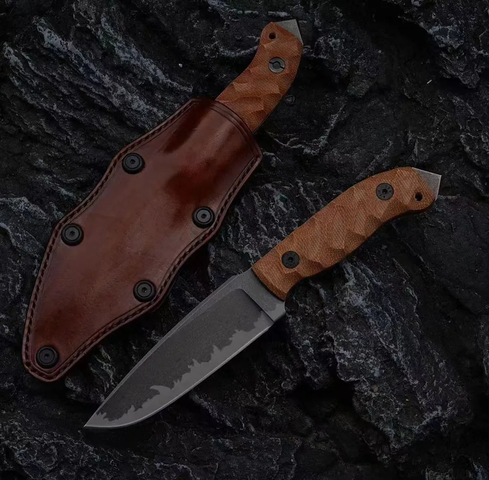 H9202 High End Survival Straight Knife A2 Drop Point Blade Full Tang Linen Handle Outdoor Fishing Hunt Fixed Blade Knives With Kydex