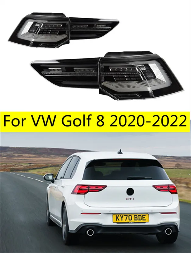 Golf8 GTI Taillights 20 20-2023 Mk8 LED Taillight Golf Mk8 Lear Stop DRLブレーキオートアクセサリーの2色カースタイリングテールランプ20 20-2023 MK8 LED LED