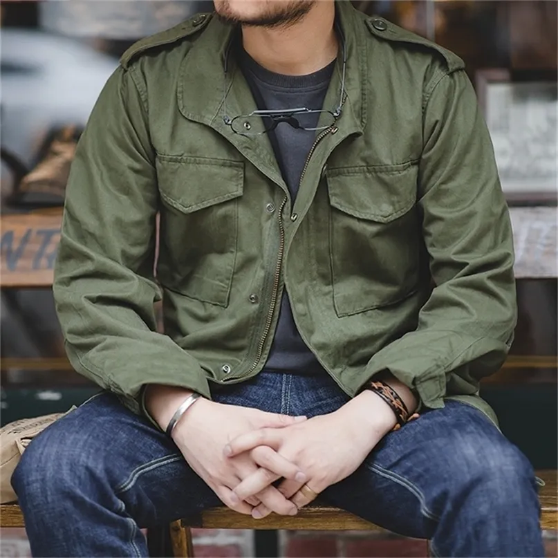 Men's Jackets Maden M65 Jackets For Men Army Green Oversize Denim Jacket Military Vintage Casual Windbreaker Solid Coat Clothes Retro Loose 220919
