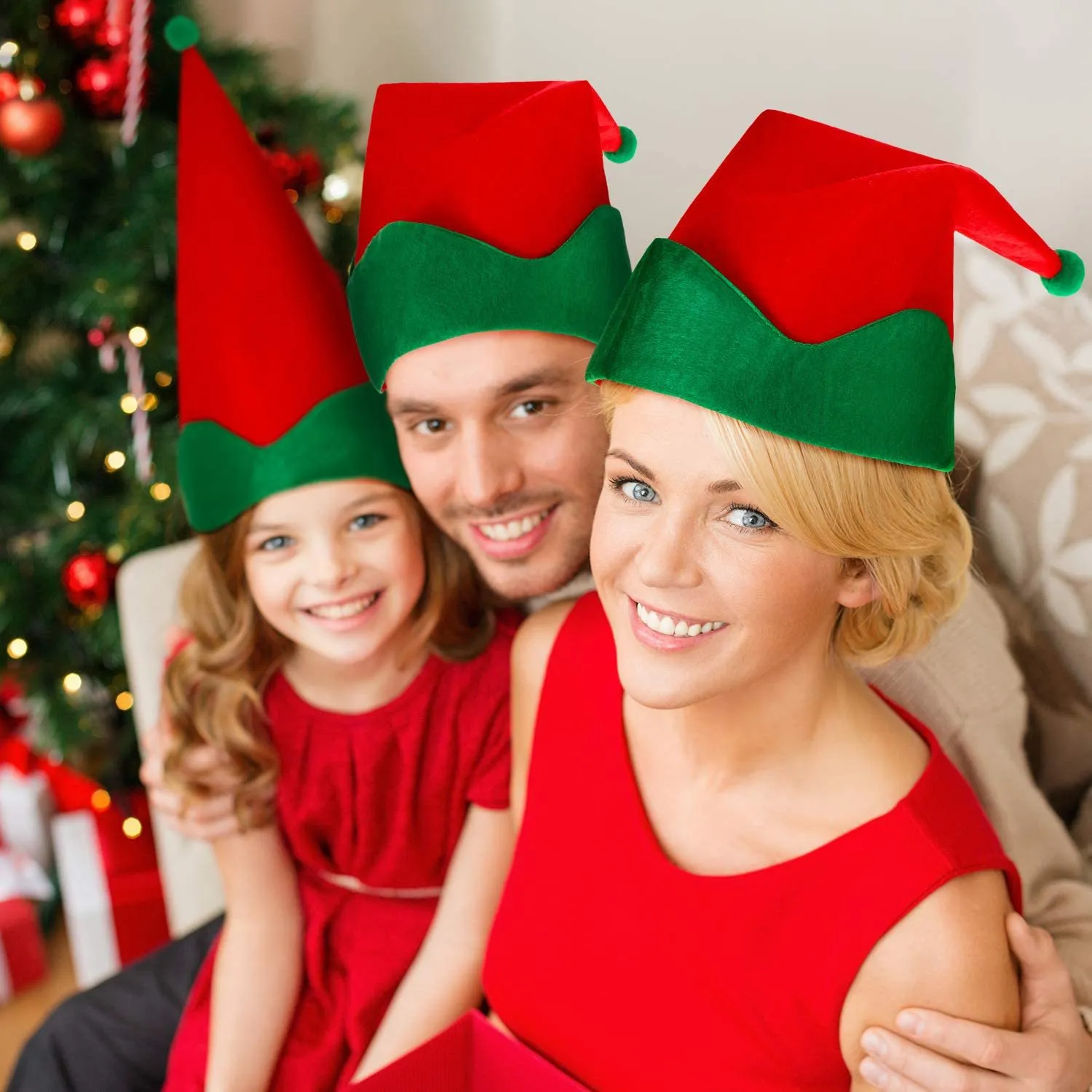 Chapeaux en feuilles verts et chapeaux de Noël de la fête de Noël de Noël