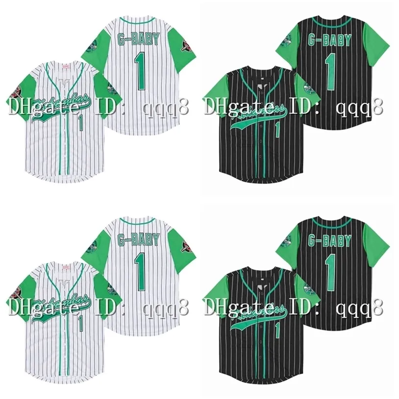 GlaMovie Hardball #1 Jarius G-Baby Evans white DeWayne Warren Stitched Kekambas Film Black White Baseball Jerseys size S-XXXL