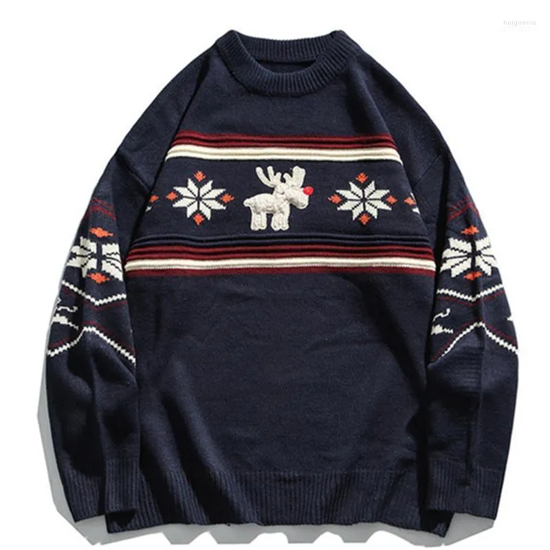 Maglioni da uomo Maglione natalizio da uomo Uomo Natale Pullover lavorato a maglia Fiocco di neve Babbo Natale Renna Maglieria Maglione Moda Harajuku Casual