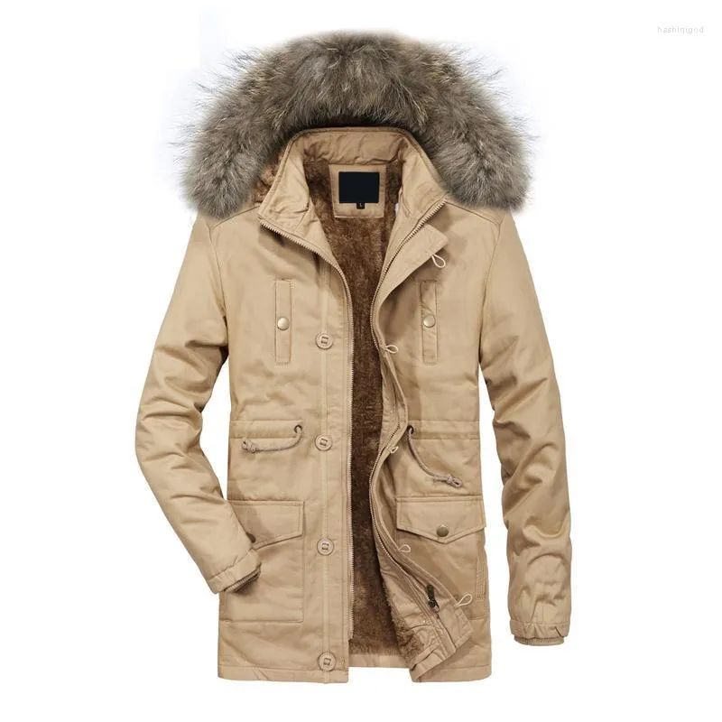 Herr ner herr parkas ankomst vinter mens ytterkläder tjock varm ullfoder fleece jacka män vindbrytare mitten långa parka kappa hane