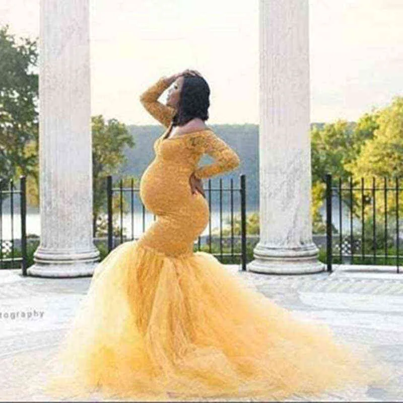 Vestido de maternidad con abertura para sesión de fotos, maxivestido Sexy  largo de noche para Baby