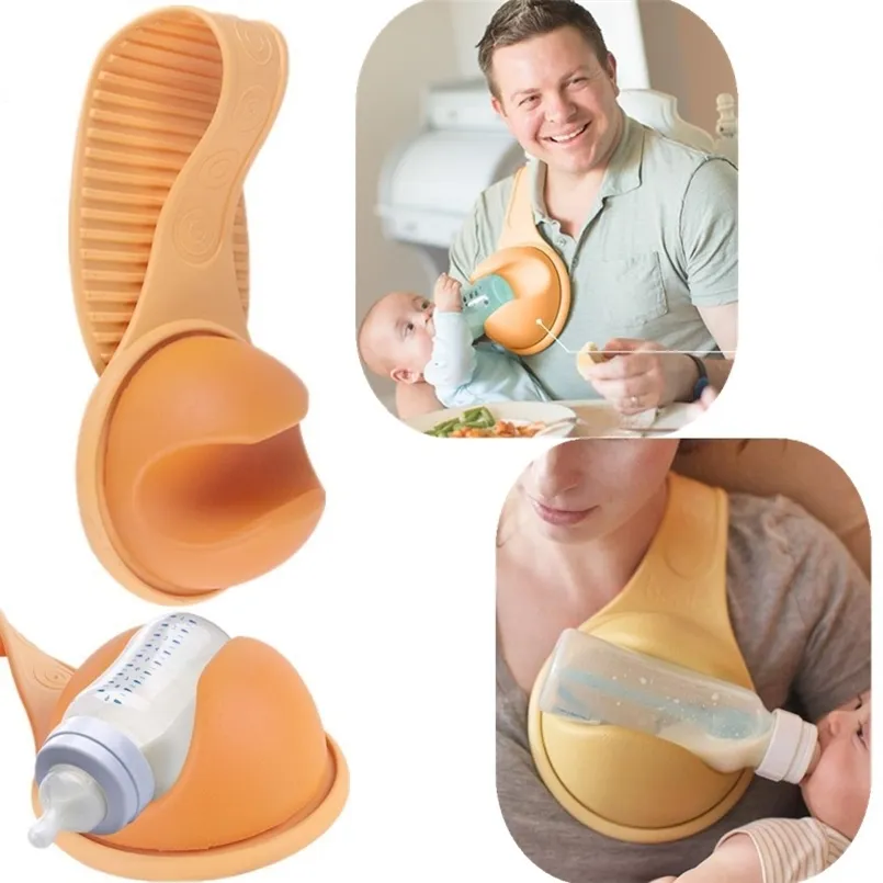 Andra babymatning baby mjölkflaskhållare handfree rotera matningsflaskfästet för mamma pappa matar baby enklare axel hängande flaskställ 220920