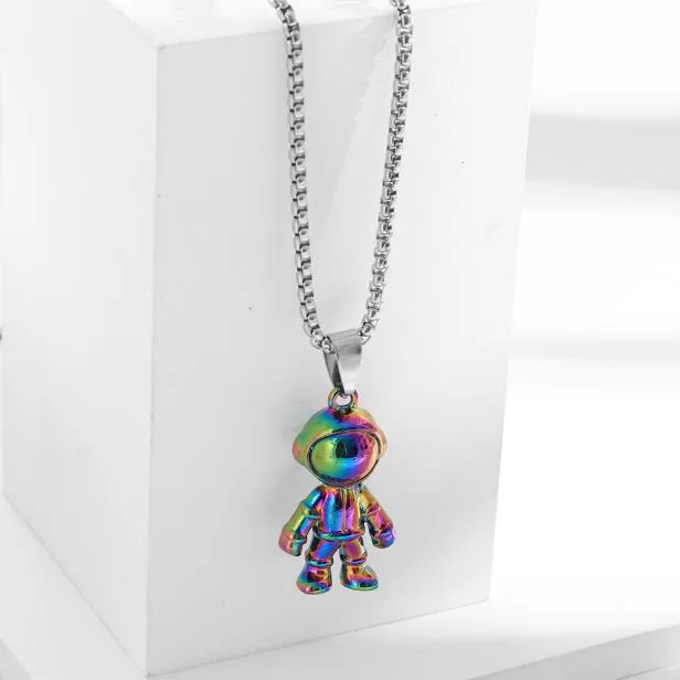 Titanium steel Colorful astronaut Pendant Necklace Men Hip Hop Fashion jewelry