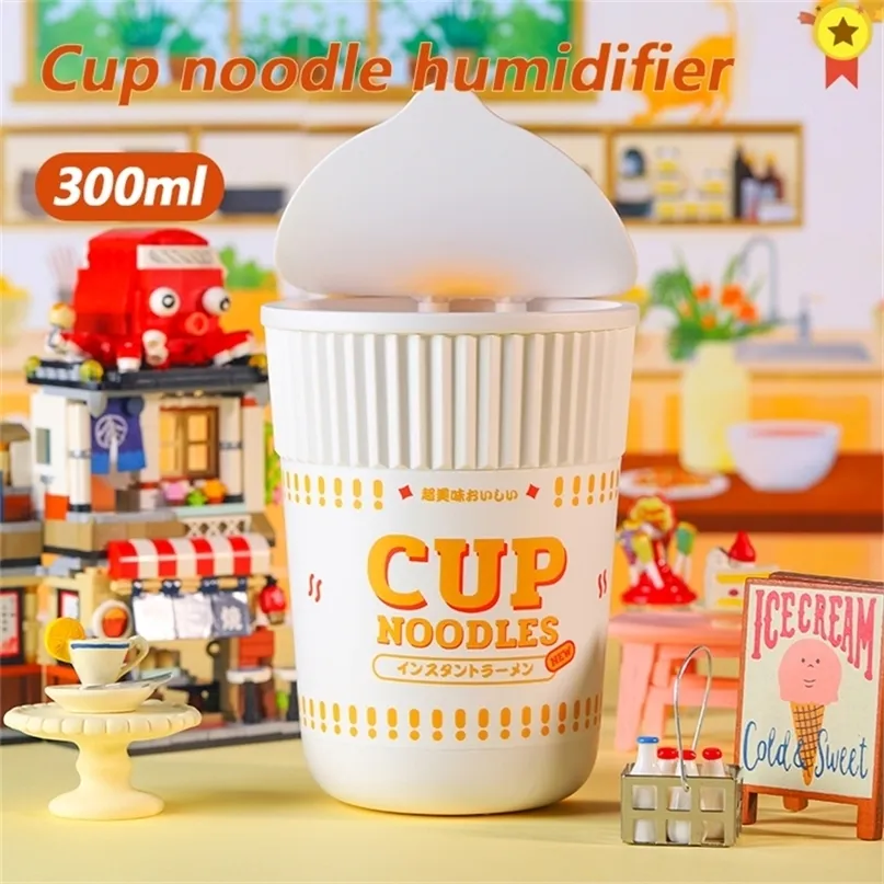 Dekorativa föremål Figurer Cup Noodle Fuidifier 300 ML Ultrasonic USB AROM AIR DIFFUSER 2000 MAH Batteri Aromaterapi Humidificador DIF 220919