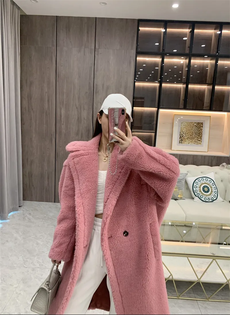Winter Thicken Teddy Bear Pink Wool Coat For Women Soft And Stylish With Faux Fur 62 Alpaca 26 Wool And 12 Silk Style 220919 From Cong00 452.27 DHgate.Com