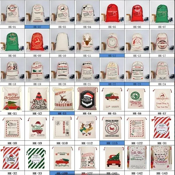 Christmas Decorations Christmas bags Large Canvas Monogrammable Santa Claus Drawstring BagWith Reindeers Monogramable Xmas Gifts GCB15558