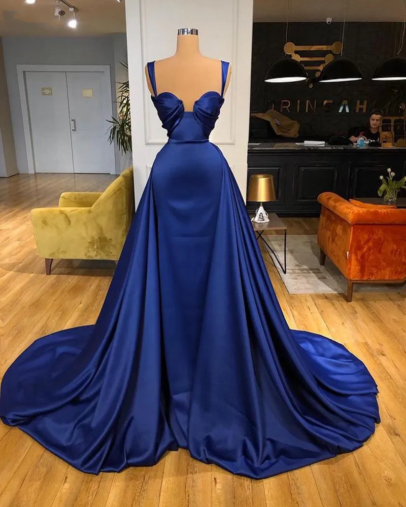 Blue Satin Spaghetti Strap Evening Dresses, V Neck... From Dressvip,  $111.06 | DHgate.Com