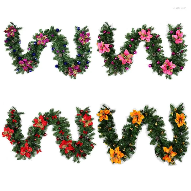 Dekorative Blumen 2,7 m Weihnachtsdekoration Girlanden Rattan Kranz Simulation für Weihnachten Home Party Tree Dekorationen Blumenband