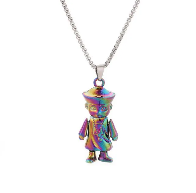 Colorful Little Zombie Pendant Necklace Men Hip Hop Fashion jewelry