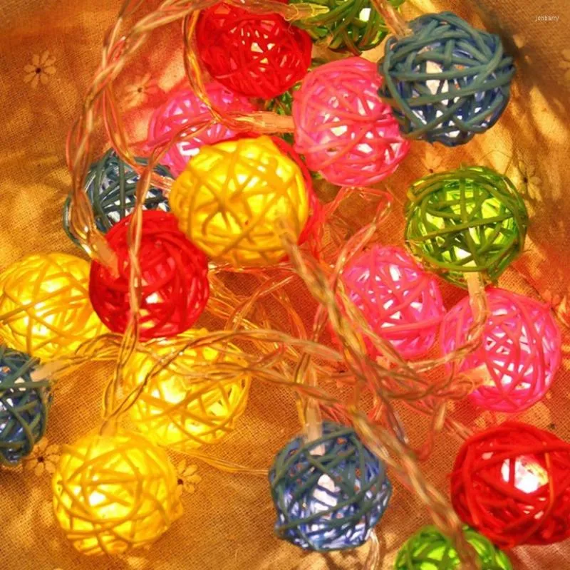 Strings Icoco 20 LED String Lighting Multi-colour Rattan Ball Lights Home Garden Fairy Lamp Party Decor Warm Wit