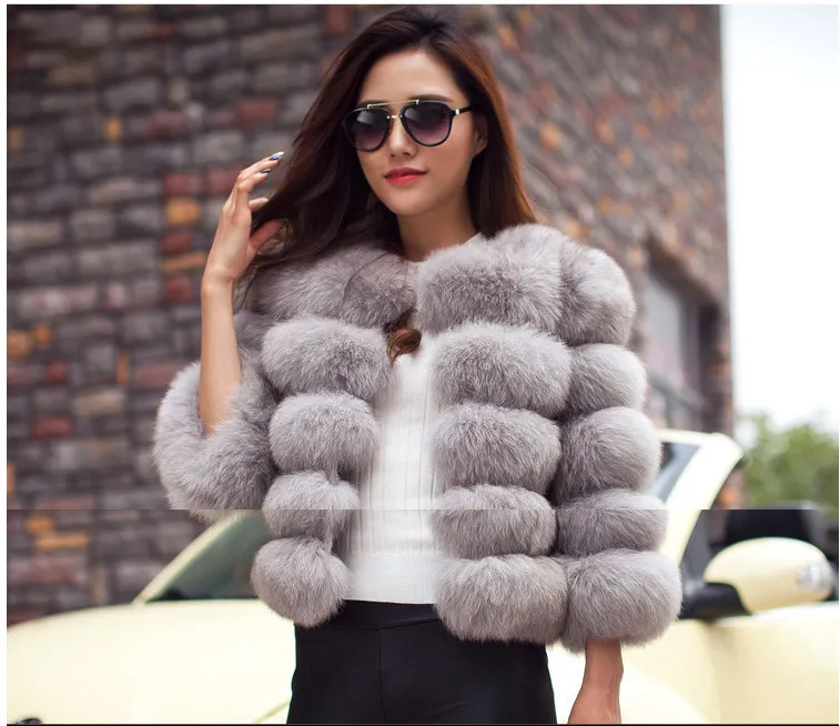 Women Faux Leather Winter multicolor short splice imitation fox fur coat casual fashion Street solid colour keep warm long sleeves Slim fit coats size S-4XL