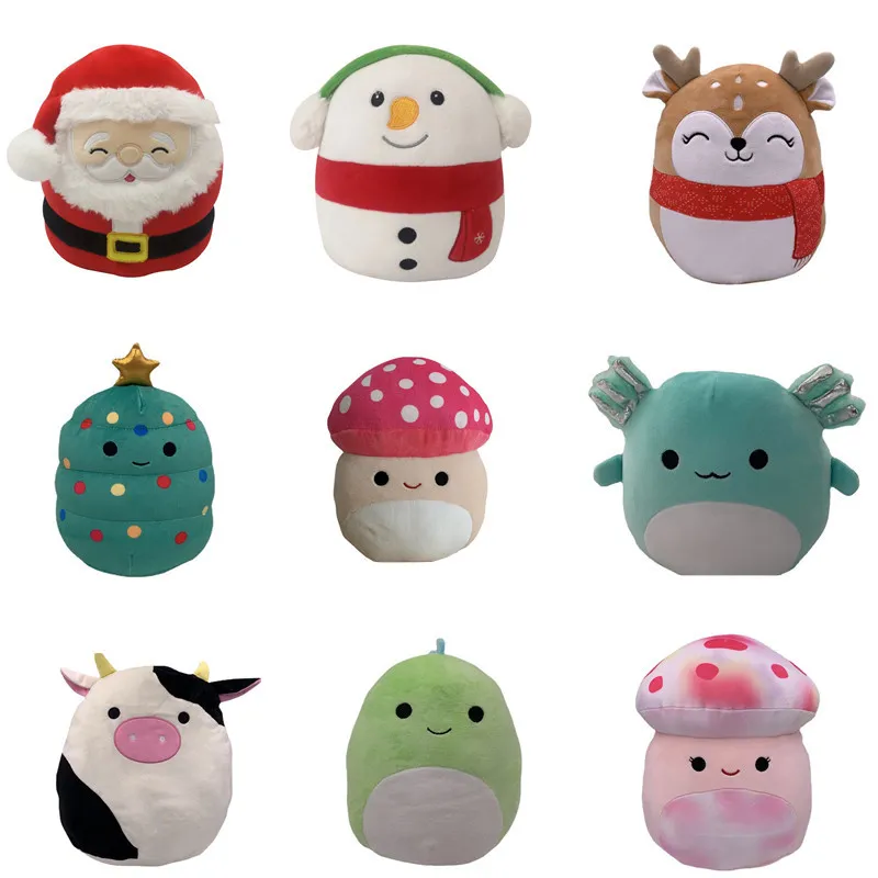 2022 Stuffed Animals Plush Dolls Cute Santa Claus Elk Snowman Mushroom Bird Soft Plush Throw Pillow