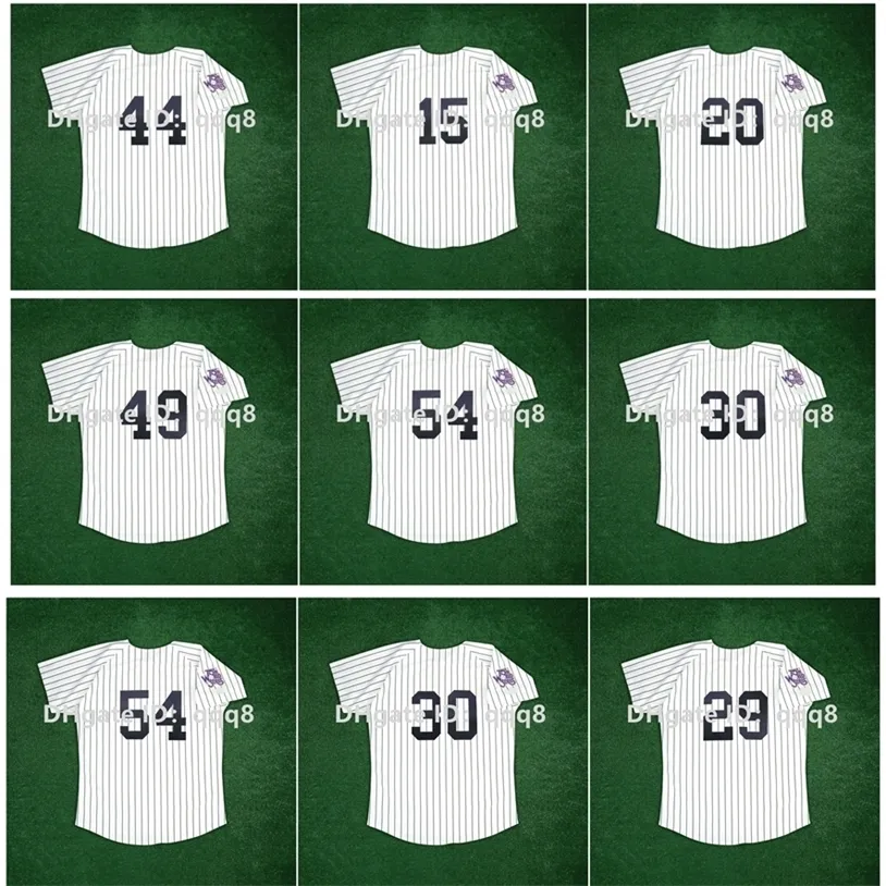 Maglia da baseball vintage Gla1978 World Series Reggie Jackson Thurman Munson Bucky Dent Ron Guidry Willie Randolph Goose Gossage Bianco Taglia