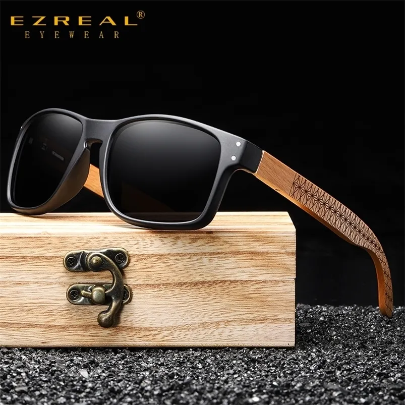 Lunettes de soleil EZREAL Marque Design Bois de hêtre Fait à la main Hommes Lunettes polarisées Conduite en plein air Lunettes de soleil Charnière renforcée 220920