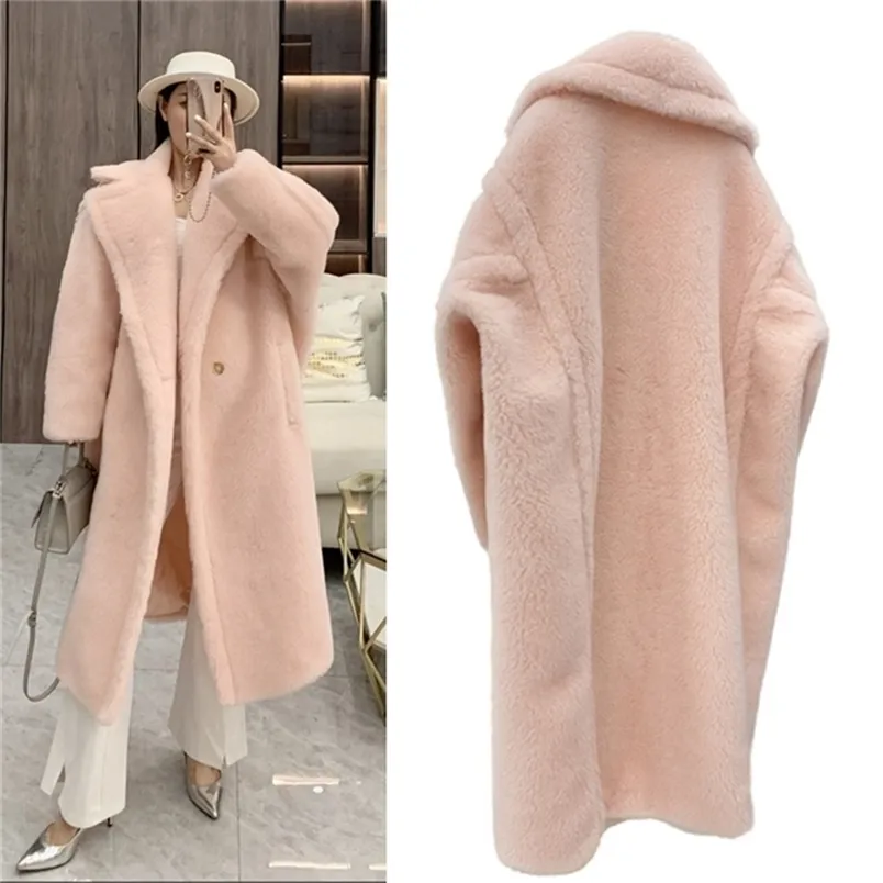 Women's Fur Faux 62% Alpaca 26% Wool 12% Silk Coat Winter Thicken Teddy Bear Soft One 220919