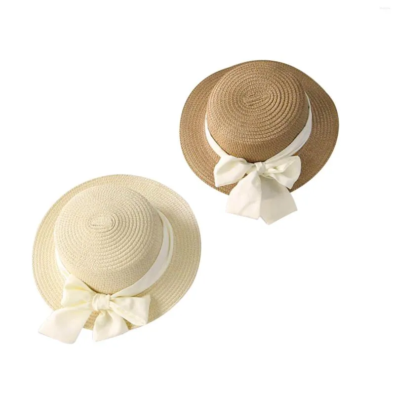 帽子Pudcoco Baby Kids Straw Cap Sun Hat Big Bow Sunscreen Beach Summer Relabed Breathable 2-6歳