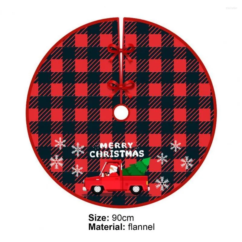 Christmas Decorations Reusable Tree Skirt Bright Color Flannel Lattices Pattern Xmas Clothes For Home