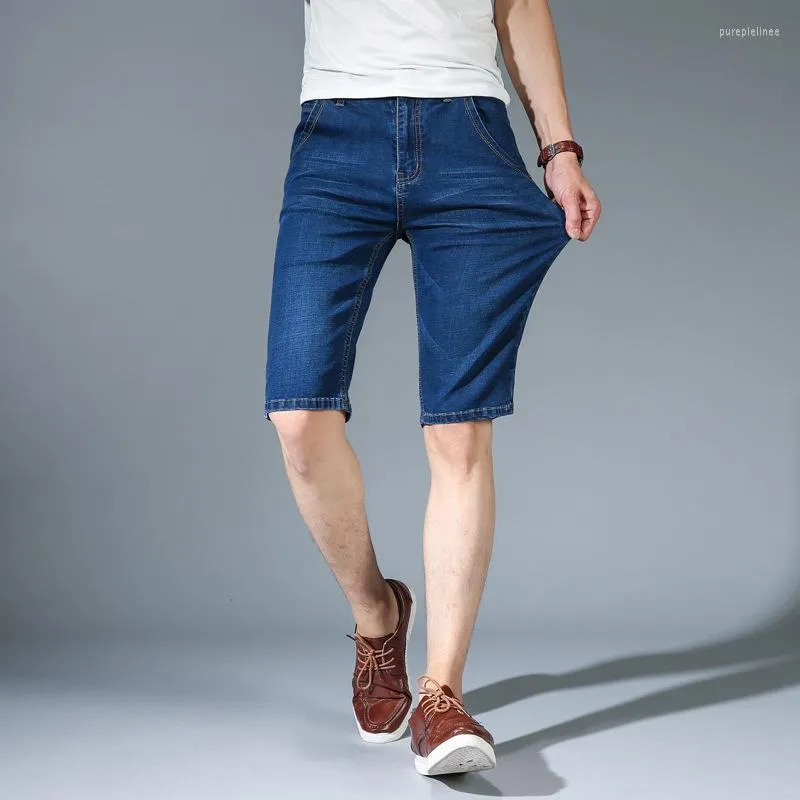 Men's Jeans Men's Summer Brand Stretch Thin High Quality Cotton Denim Men Knee Length Soft Light Blue Casual ShortsMen's