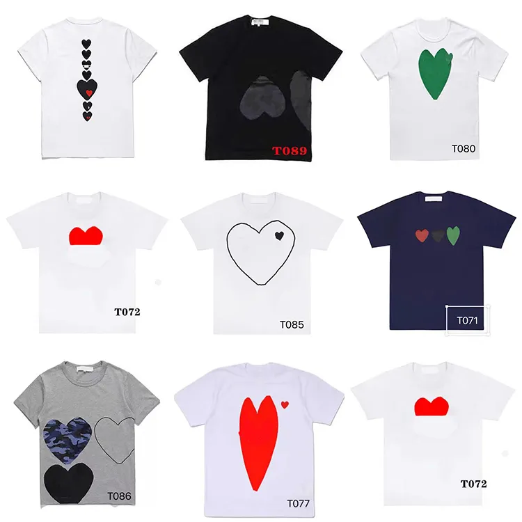 Gioca a T-shirt da uomo firmate Casual Des Badge Garcons da donna Stampa di qualità T-shirt corta a maniche corte T-shirt con cuori a buon mercato all'ingrosso