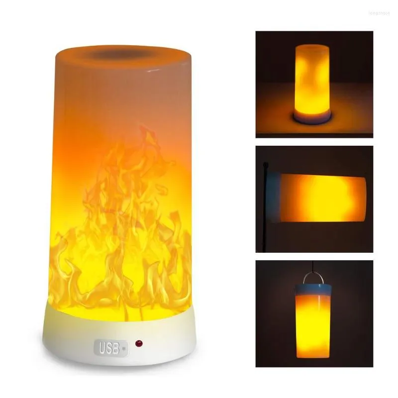 Flame Effect Fire Light Waterproof Wodoodporne na zewnątrz migoczące emulacja 3 tryby magnetyczna lampa LED ładowna USB