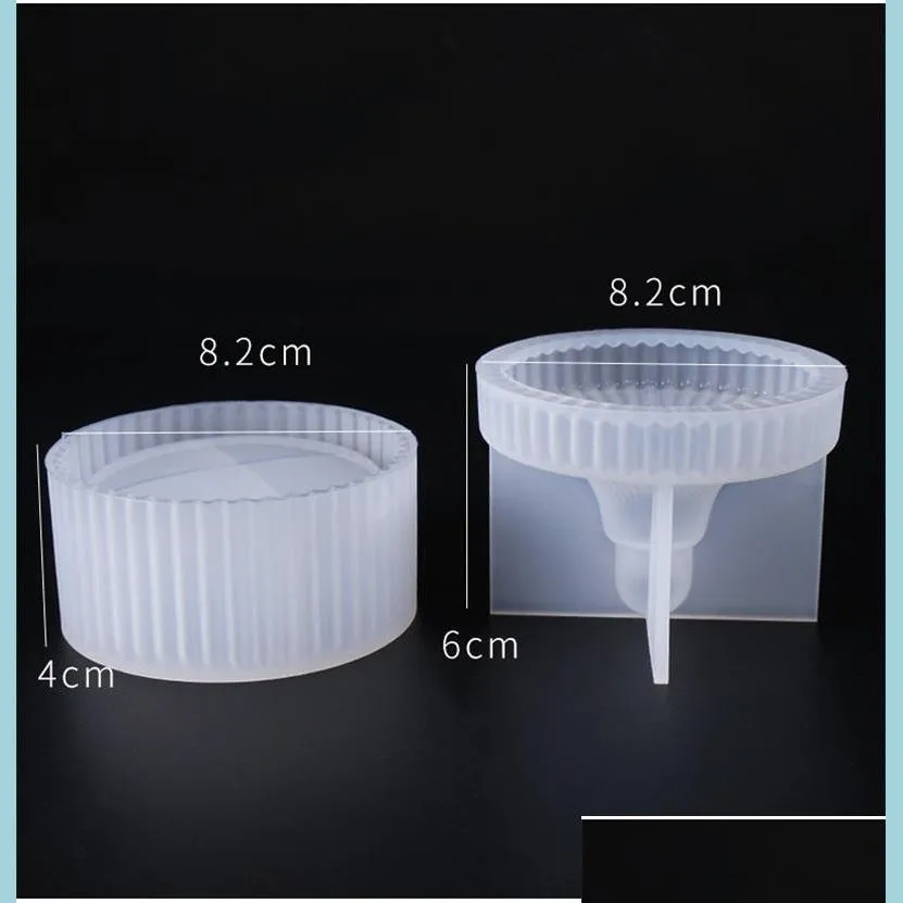 Moldes Diy Crystal Epoxy Resin Mod Round Stripe Storage Mold Sile para 20211230 T2 Drop Deliver