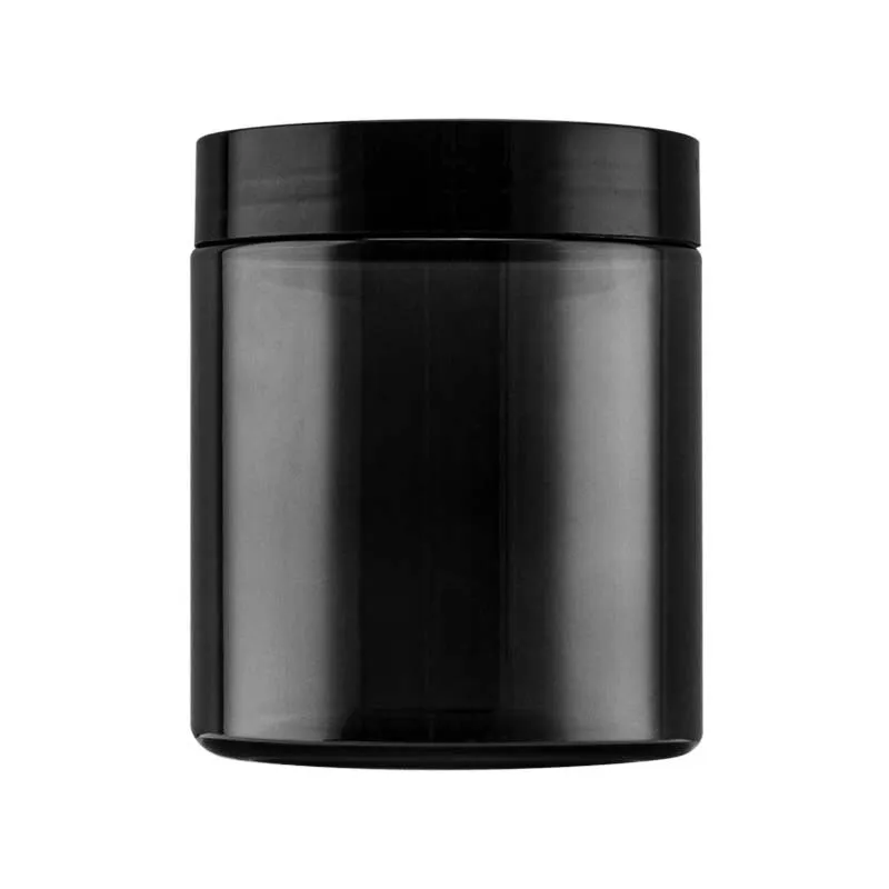 Bocs en plastique vide avec couvercles récipient hermétique 8oz 250 ml pot de cosmétique en plastique noir transparent idéal pour les aliments secs au beurre d'arachide beurre de miel crème cosmétique