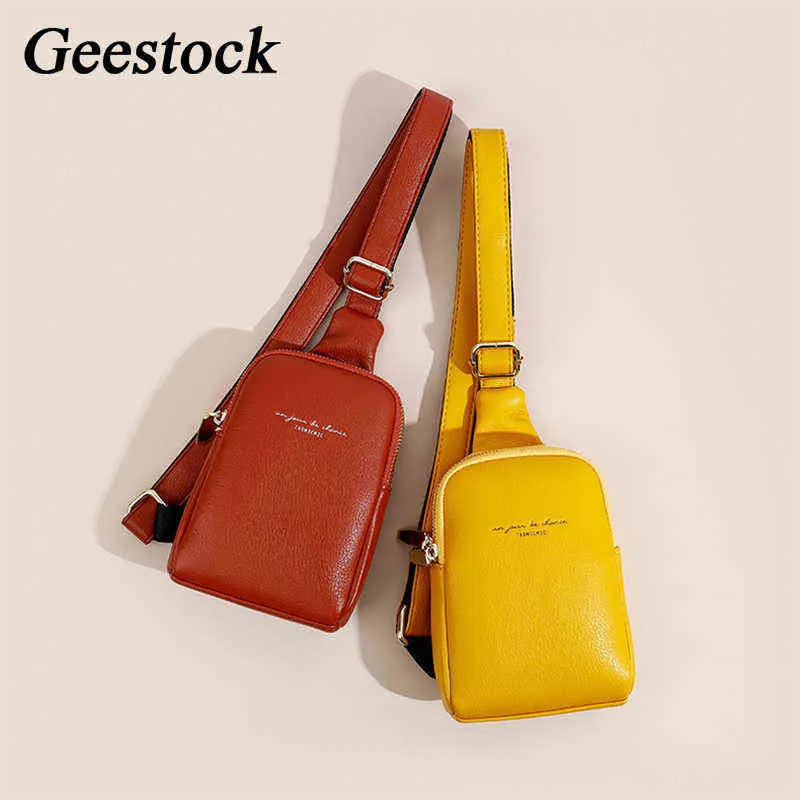 حقيبة بدلات الصدر من Geestock للنساء للأزياء الفاخرة الجلدية الهيب هوب الحزام الصغير Crossbody Counter S j220705