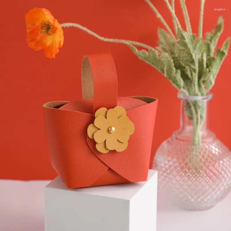 Gift Wrap 20 PCS Leather Small Flower Bag Can Be Portable Candy Box Creative Wedding Party Birthday Decoration Packaging Bags